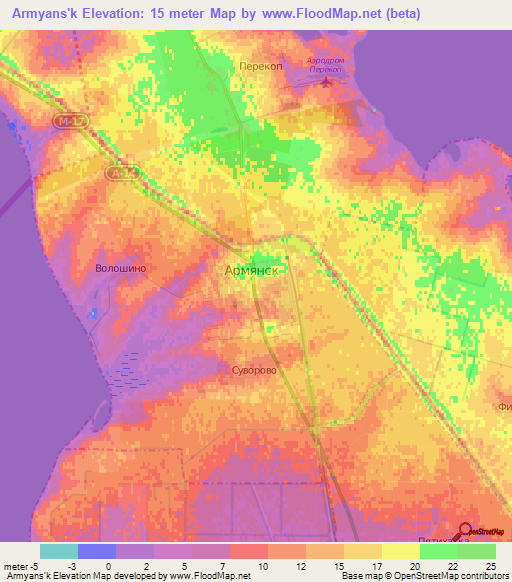 Armyans'k,Ukraine Elevation Map