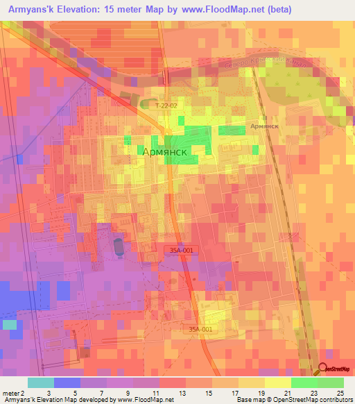 Armyans'k,Ukraine Elevation Map