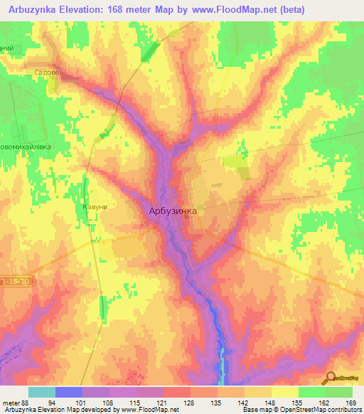 Arbuzynka,Ukraine Elevation Map