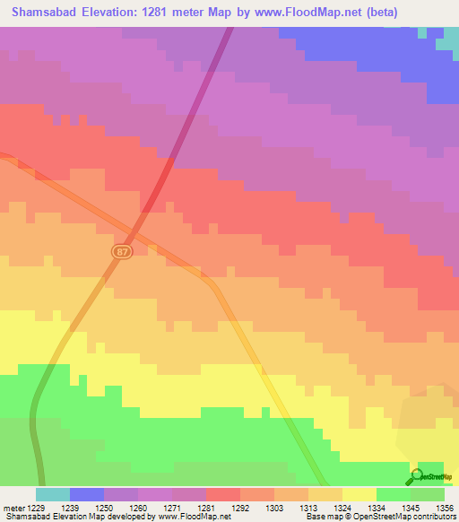 Shamsabad,Iran Elevation Map
