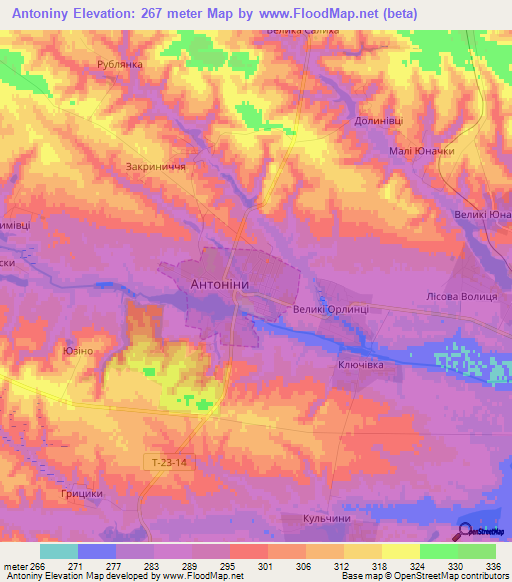 Antoniny,Ukraine Elevation Map