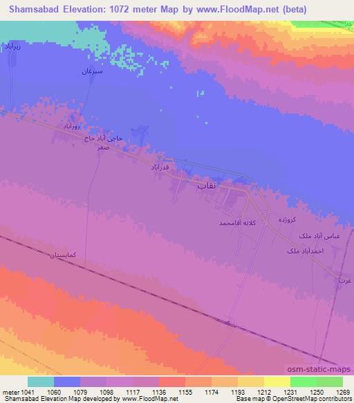 Shamsabad,Iran Elevation Map