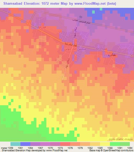 Shamsabad,Iran Elevation Map