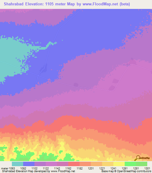 Shahrabad,Iran Elevation Map