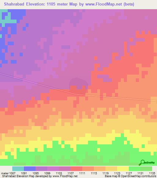 Shahrabad,Iran Elevation Map