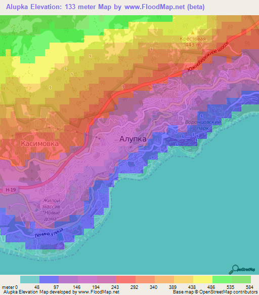 Alupka,Ukraine Elevation Map