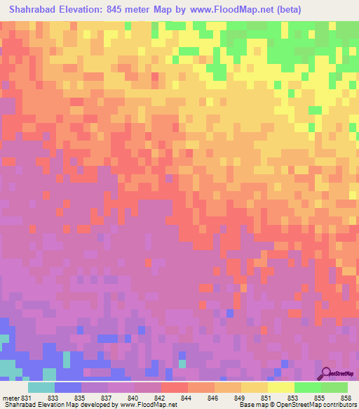 Shahrabad,Iran Elevation Map