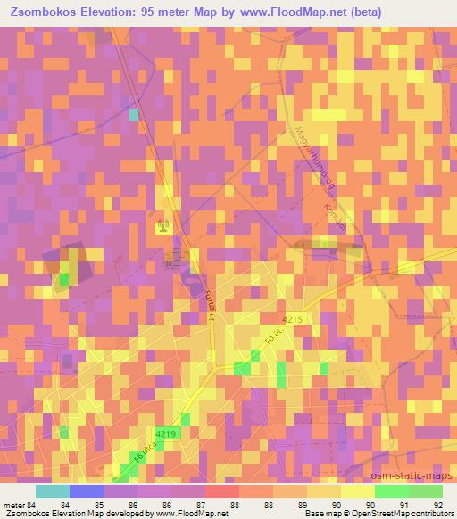 Zsombokos,Hungary Elevation Map