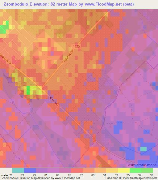 Zsombodulo,Hungary Elevation Map