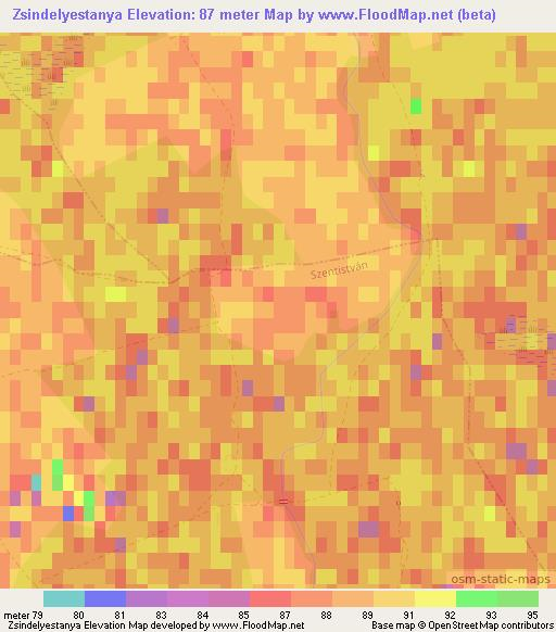 Zsindelyestanya,Hungary Elevation Map