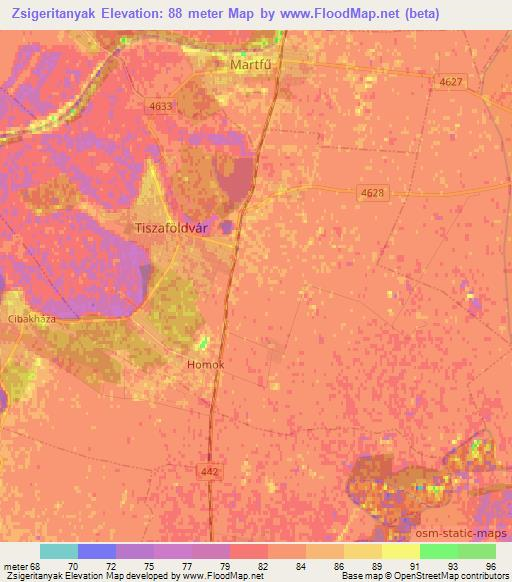 Zsigeritanyak,Hungary Elevation Map