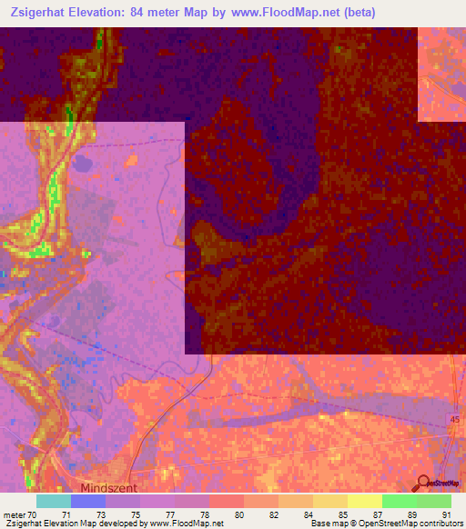 Zsigerhat,Hungary Elevation Map
