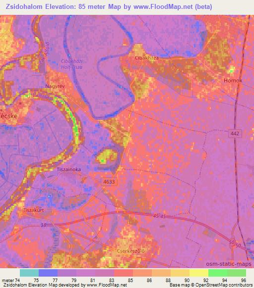 Zsidohalom,Hungary Elevation Map