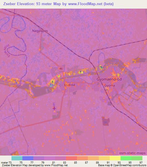 Zseber,Hungary Elevation Map