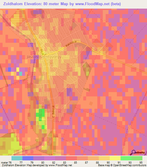 Zoldhalom,Hungary Elevation Map