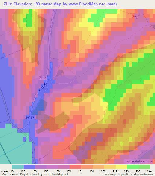 Ziliz,Hungary Elevation Map