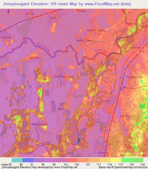 Zemplenagard,Hungary Elevation Map