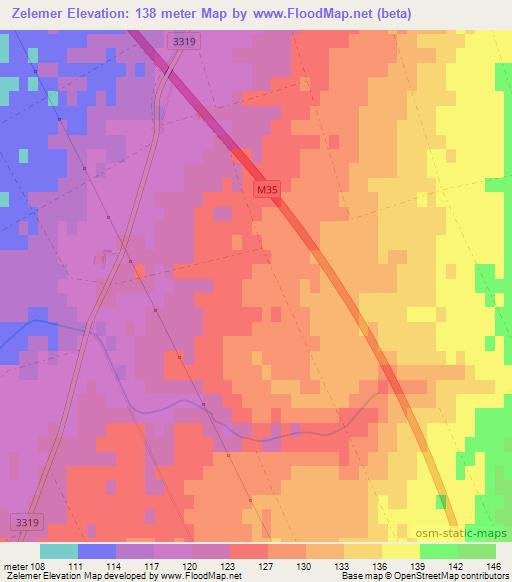 Zelemer,Hungary Elevation Map