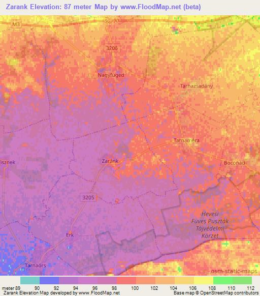 Zarank,Hungary Elevation Map
