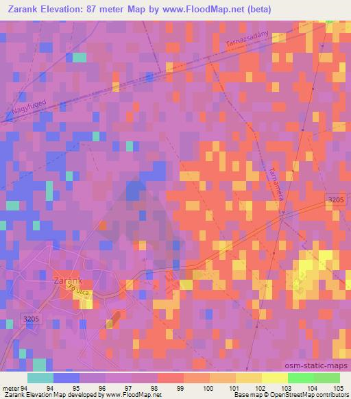Zarank,Hungary Elevation Map