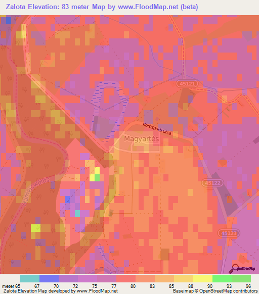 Zalota,Hungary Elevation Map
