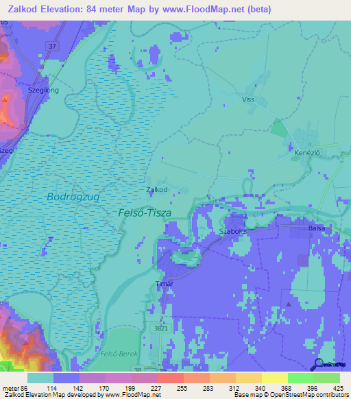 Zalkod,Hungary Elevation Map