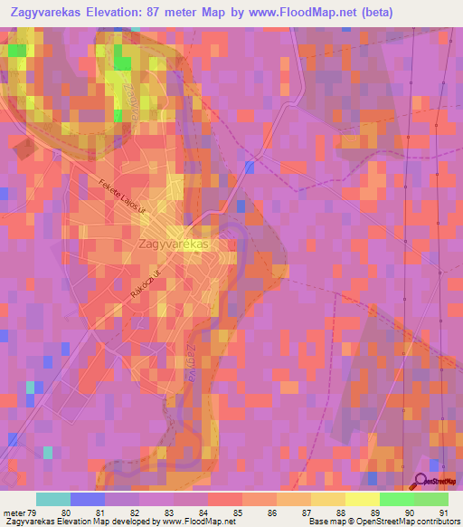 Zagyvarekas,Hungary Elevation Map