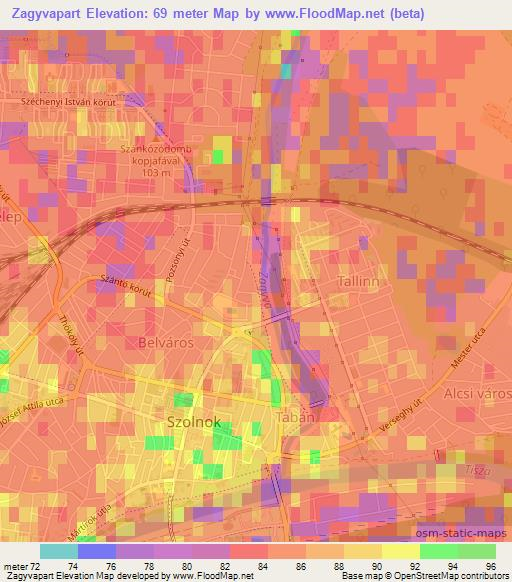 Zagyvapart,Hungary Elevation Map
