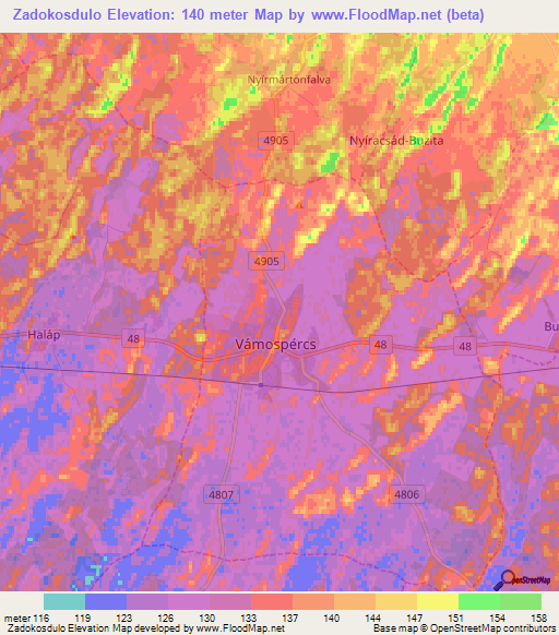 Zadokosdulo,Hungary Elevation Map
