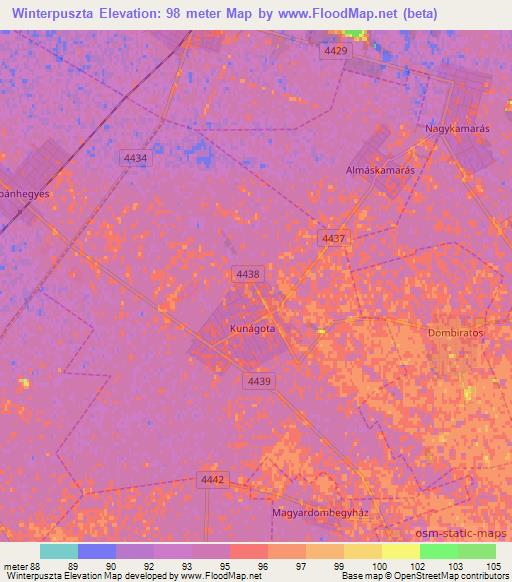 Winterpuszta,Hungary Elevation Map