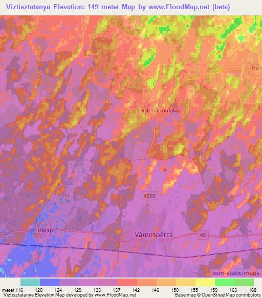 Viztisztatanya,Hungary Elevation Map