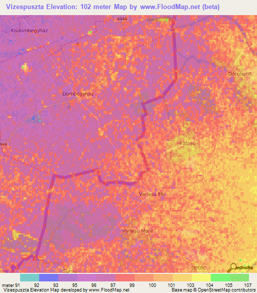 Vizespuszta,Hungary Elevation Map
