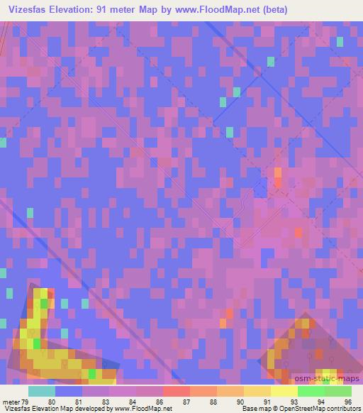 Vizesfas,Hungary Elevation Map