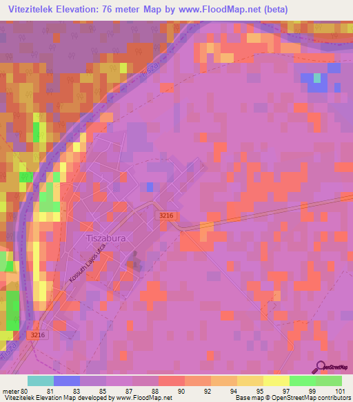 Vitezitelek,Hungary Elevation Map