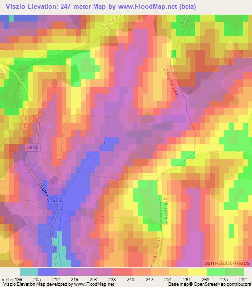 Viszlo,Hungary Elevation Map