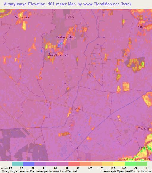 Viranyitanya,Hungary Elevation Map