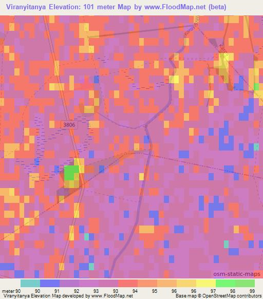 Viranyitanya,Hungary Elevation Map