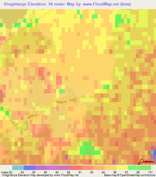 Viraghtanya,Hungary Elevation Map