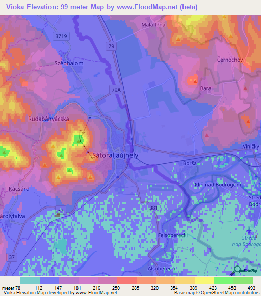 Vioka,Hungary Elevation Map