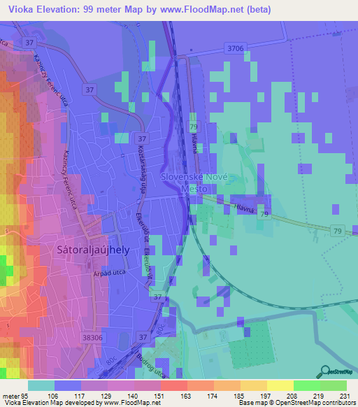 Vioka,Hungary Elevation Map