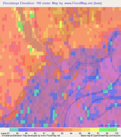 Vincetanya,Hungary Elevation Map
