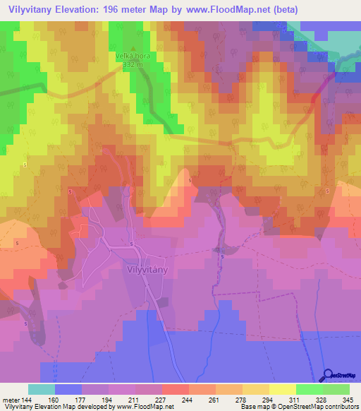 Vilyvitany,Hungary Elevation Map