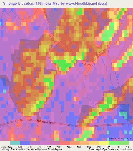 Villongo,Hungary Elevation Map