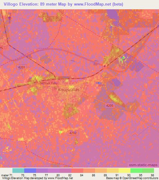 Villogo,Hungary Elevation Map
