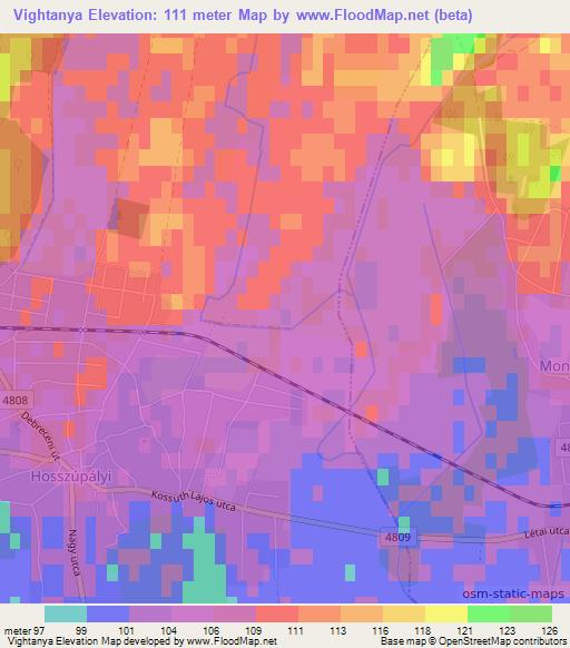 Vightanya,Hungary Elevation Map