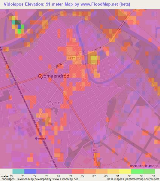 Vidolapos,Hungary Elevation Map