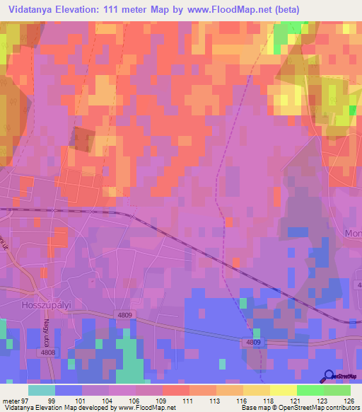 Vidatanya,Hungary Elevation Map