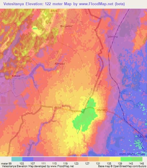 Vetesitanya,Hungary Elevation Map
