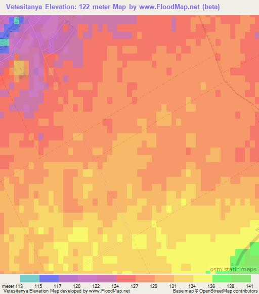 Vetesitanya,Hungary Elevation Map