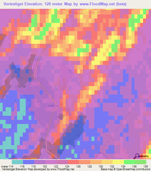 Vertesliget,Hungary Elevation Map